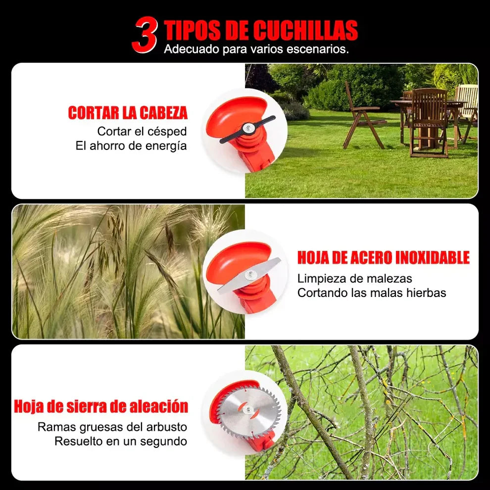 INALAMBRICA! Desbrozadora Eléctrica 3 en 1 Podadora Cortadora Césped